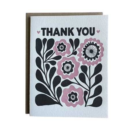 Floral thank you card on white paper