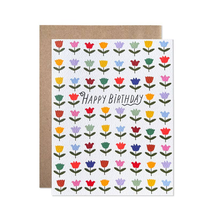 Birthday / Happy Birthday Rainbow Tulips Card