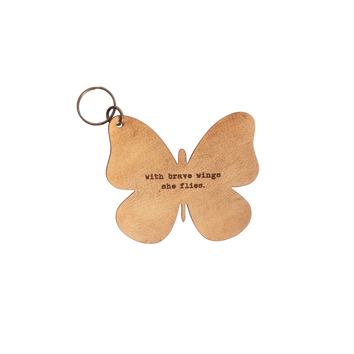Leather Butterfly Keychain - Assorted Quotes