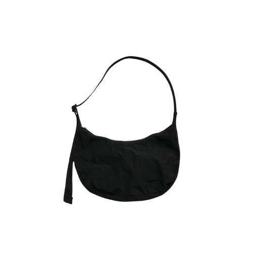 Medium Nylon Crescent Bag- Black