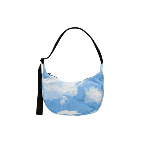 Medium Nylon Crescent Bag- Clouds