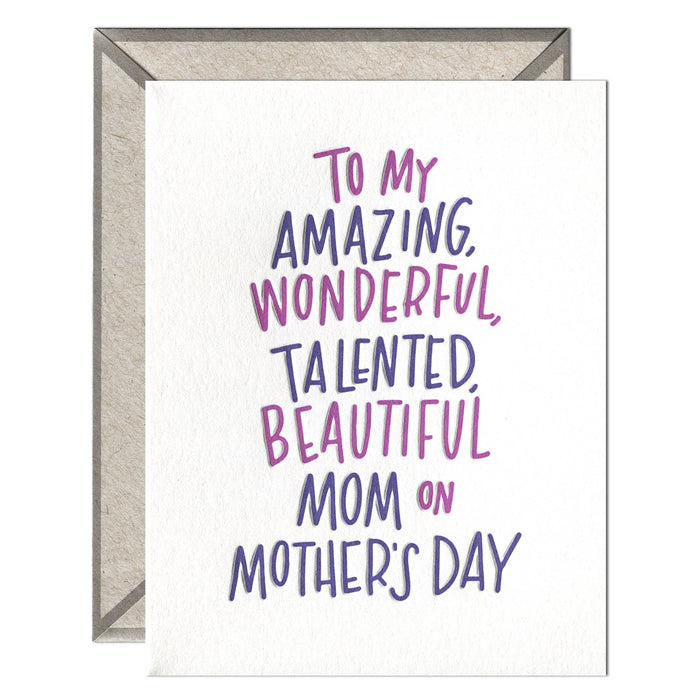 Amazing Wonderful Mom - Mother's Day card