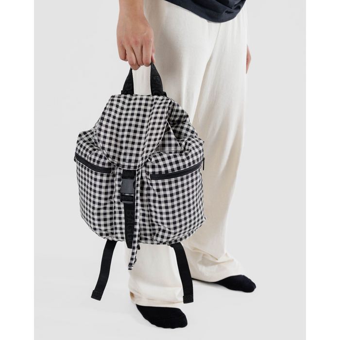 Sport Backpack- Black + White Gingham
