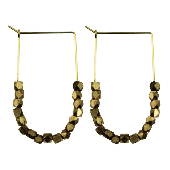 Arch Earring With Truncated Cube Bead