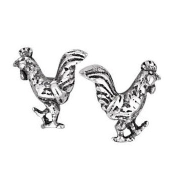 Cock-a-doodle-do Sterling Silver Studs