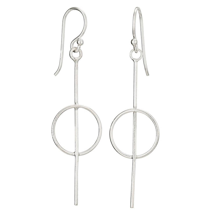 Circle on a Stick Sterling Silver Earring