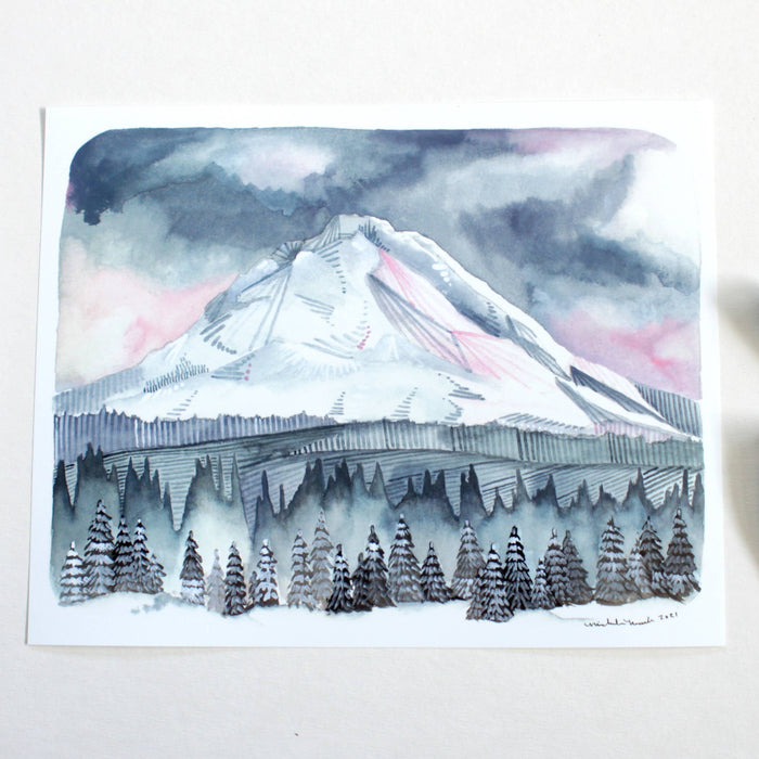 8x10" Winter Mt Hood Art Print