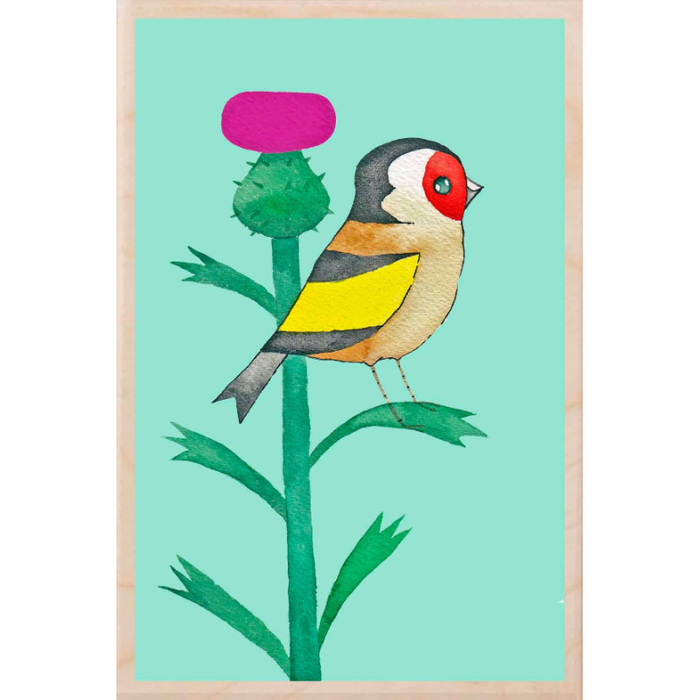 Goldfinch on Thistle Sustainable Wood Postcard