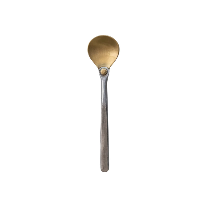 Small Brass Spoon With Hammered Aluminum Handle