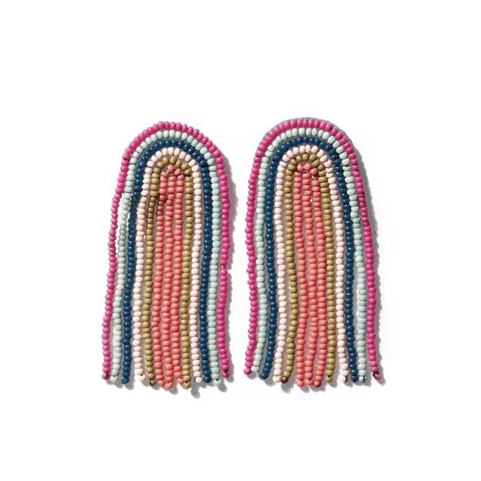 Rainbow Rainbow Fringe Seed Bead Earrings