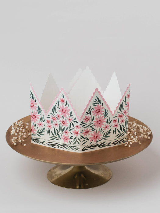 BOTANICAL PARTY HAT CROWN CARD PINK COSMOS