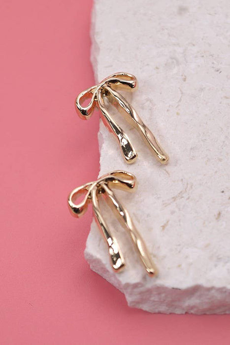 Authentic Long Bow Ribbon Stud Earring