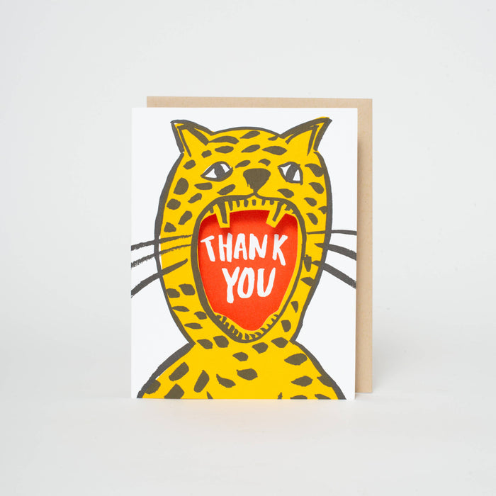 Thank You Cheetah Die-cut Letterpress Greeting Card