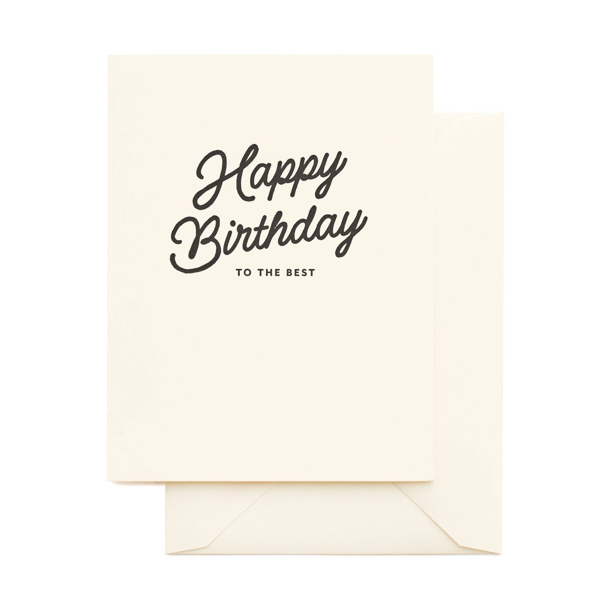 Birthday card with 'Happy Birthday to the best' text on a white background