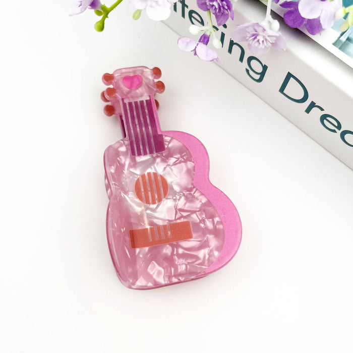 Pink Guitar Hair Claw Clip