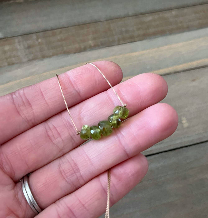 Peridot Faceted Rondelle Bar Necklace