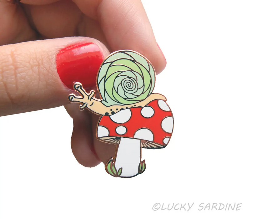 Snail Toadstool, Mushroom Enamel Pin