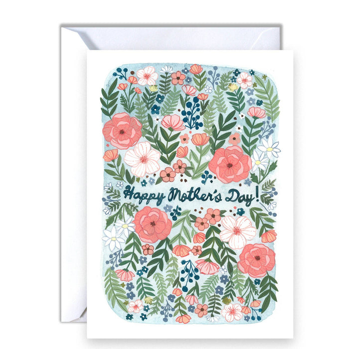 Greeting card with floral design and 'Happy Mother's Day!' text on a white background