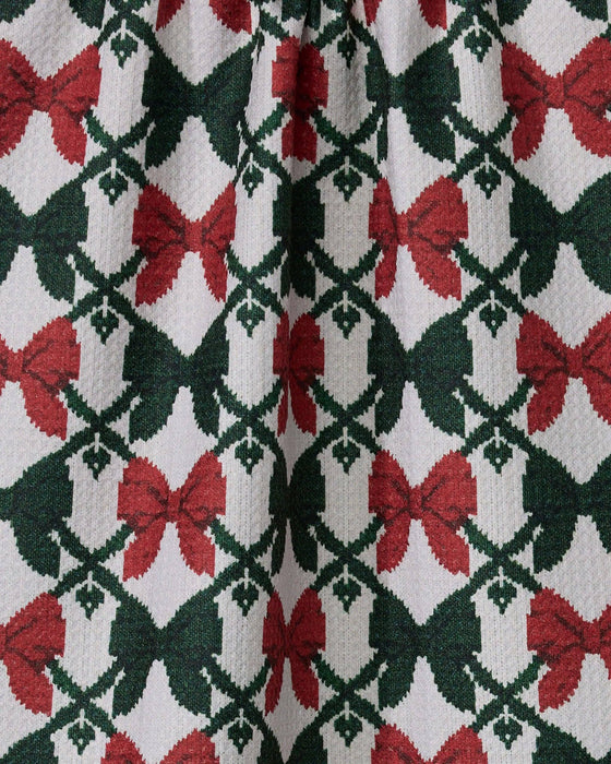 Green & Red Bow Tea Towel