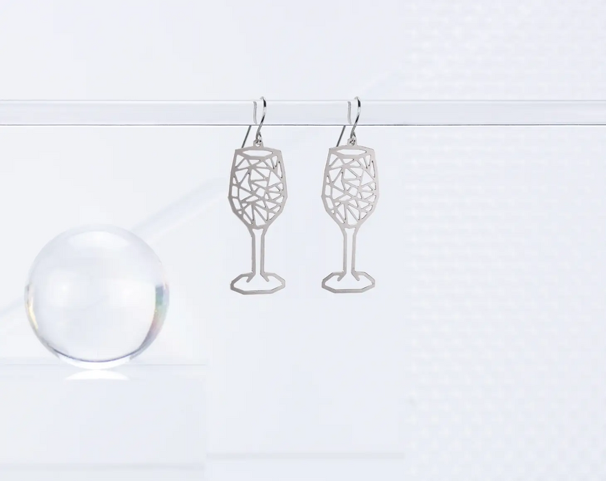 Wine Geometric Glass Earrings