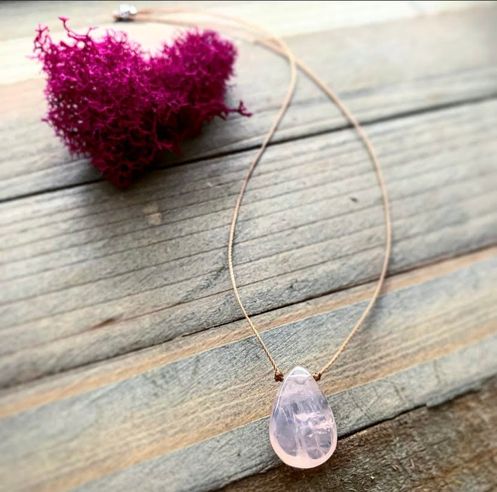 Rose Quartz Faceted Teardrop Necklace