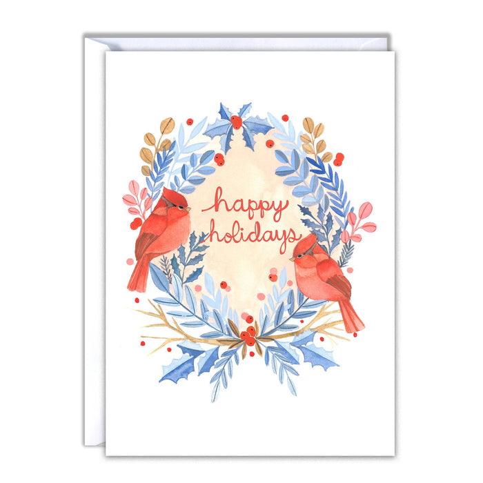 Holiday Card - Two Cardinals Happy Holidays 