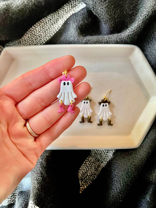 Cowboy Clay Ghost Earrings