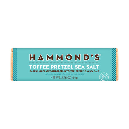 Hammond's Toffee Pretzel Sea Salt chocolate bar packaging on a white background