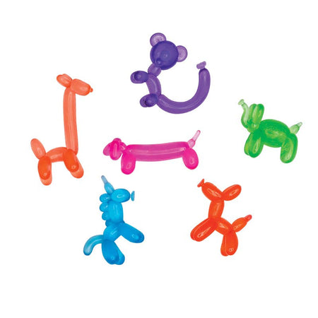 Colorful balloon animal erasers on a white background