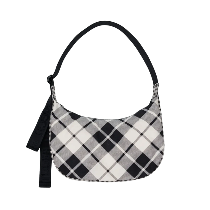 Medium Nylon Crescent Bag - Mixed Plaid