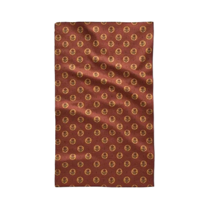 Artisanal Floral Orange Geometry Towel