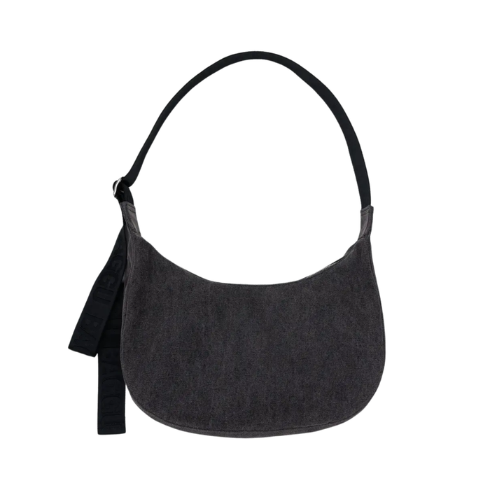 Medium Nylon Crescent Bag - Washed Black Denim