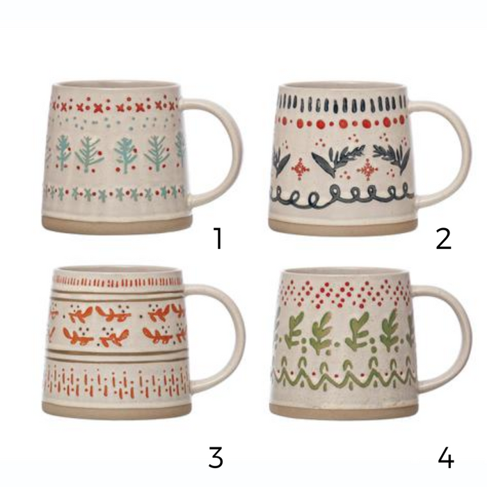 Hand-Stamped Stoneware Mug