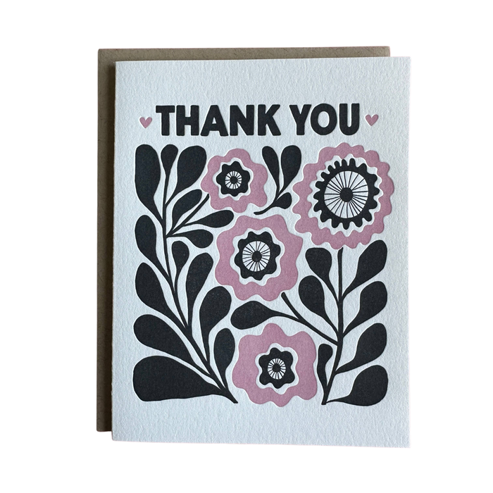 Floral thank you card on white paper