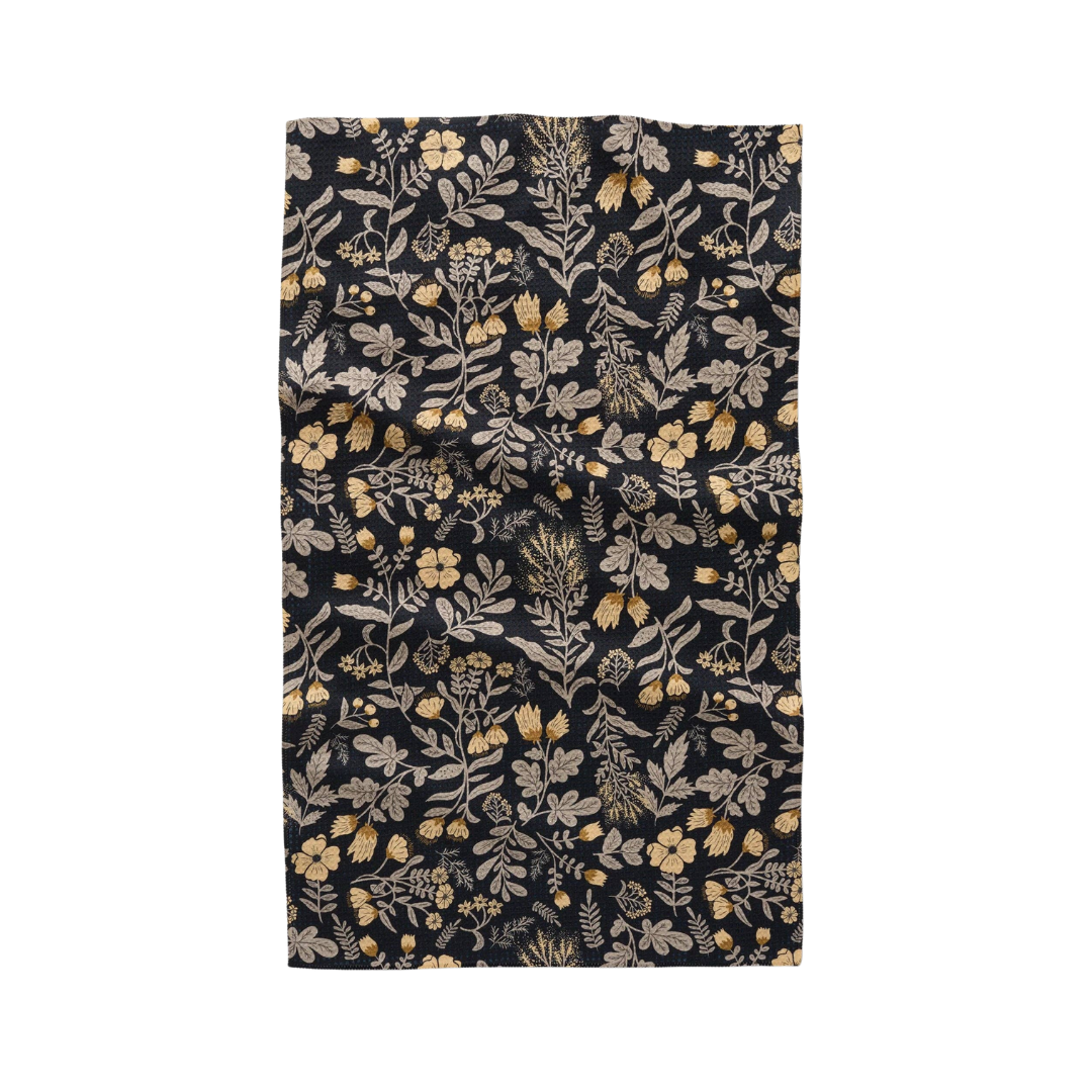 Floral patterned fabric on a black background