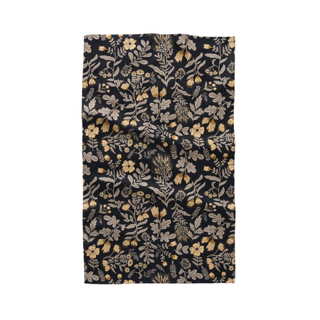 Floral patterned fabric on a black background