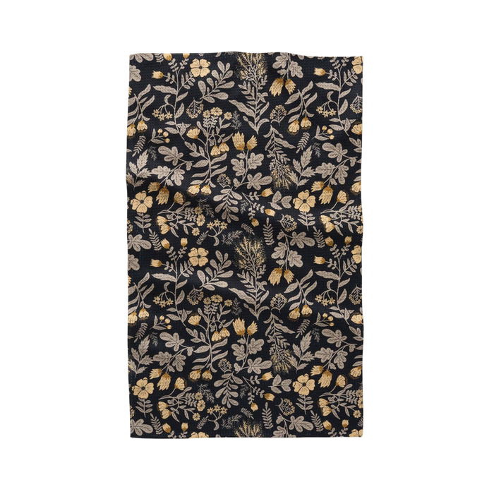 Floral patterned fabric on a black background