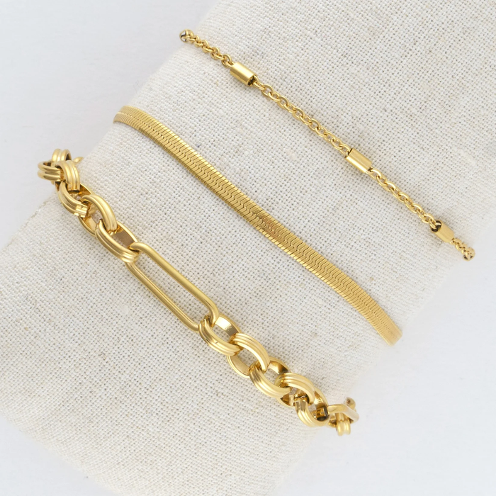 Waterproof Snake Chain Bracelet Set