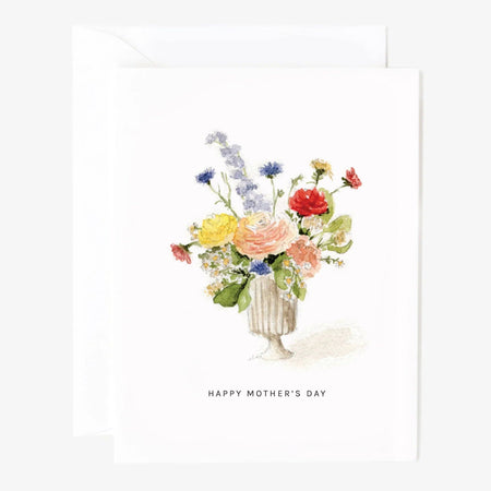 Floral arrangement in a vase with 'Happy Mother's Day' text on a white background