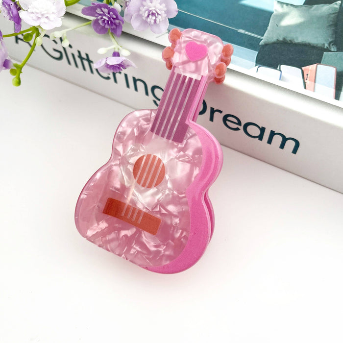 Pink Guitar Hair Claw Clip