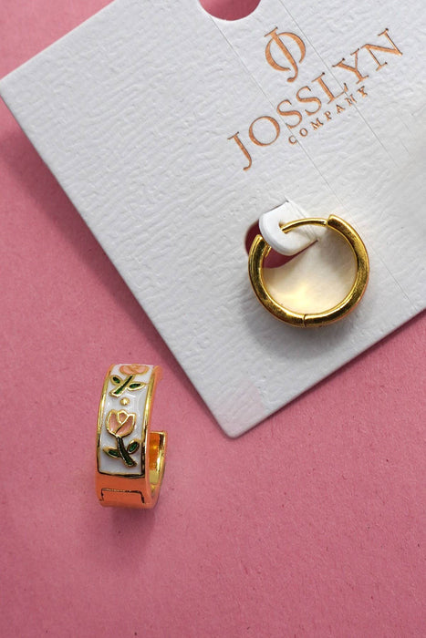 Vintage Floral Huggie Hoop Earring