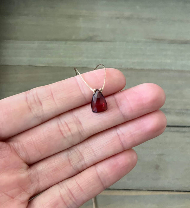 Garnet Trillion Cord Necklace