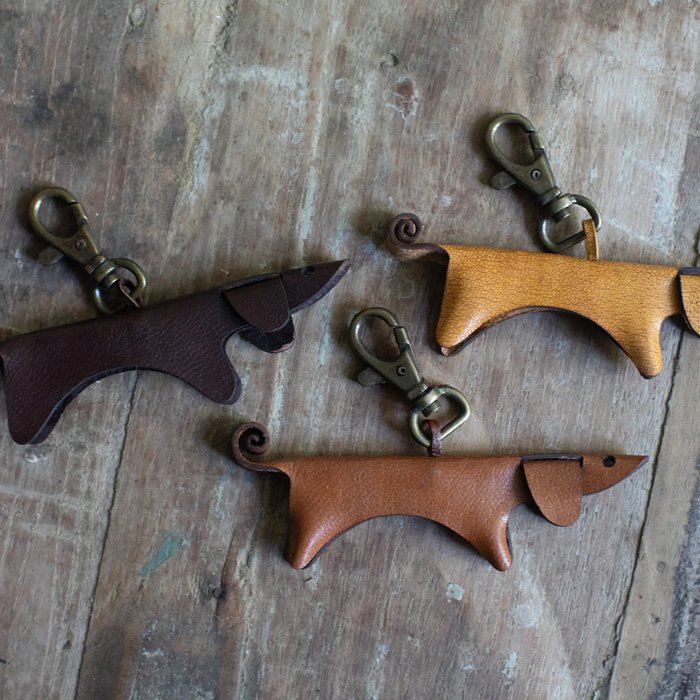 Leather Dachshund Keychain