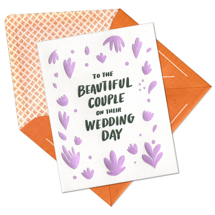 Floral Wedding Day Letterpress Greeting Card