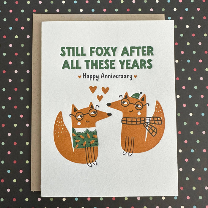 Anniversary Foxy Letterpress Card