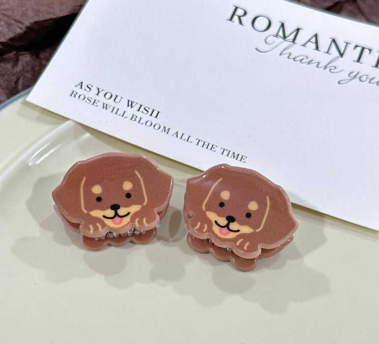 Cute Puppy Series Mini Hair Clip, Cartoon Animal Claw Clip