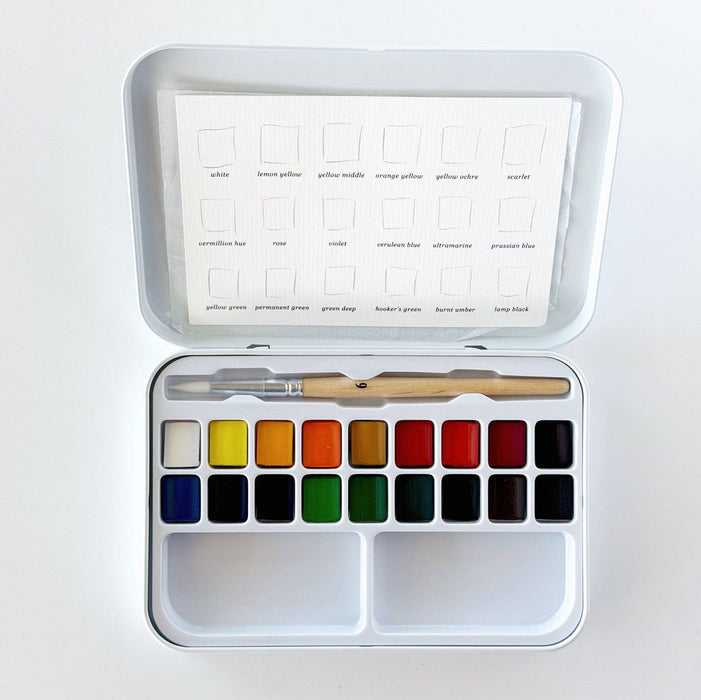 Watercolor paint set 18 colors with brush