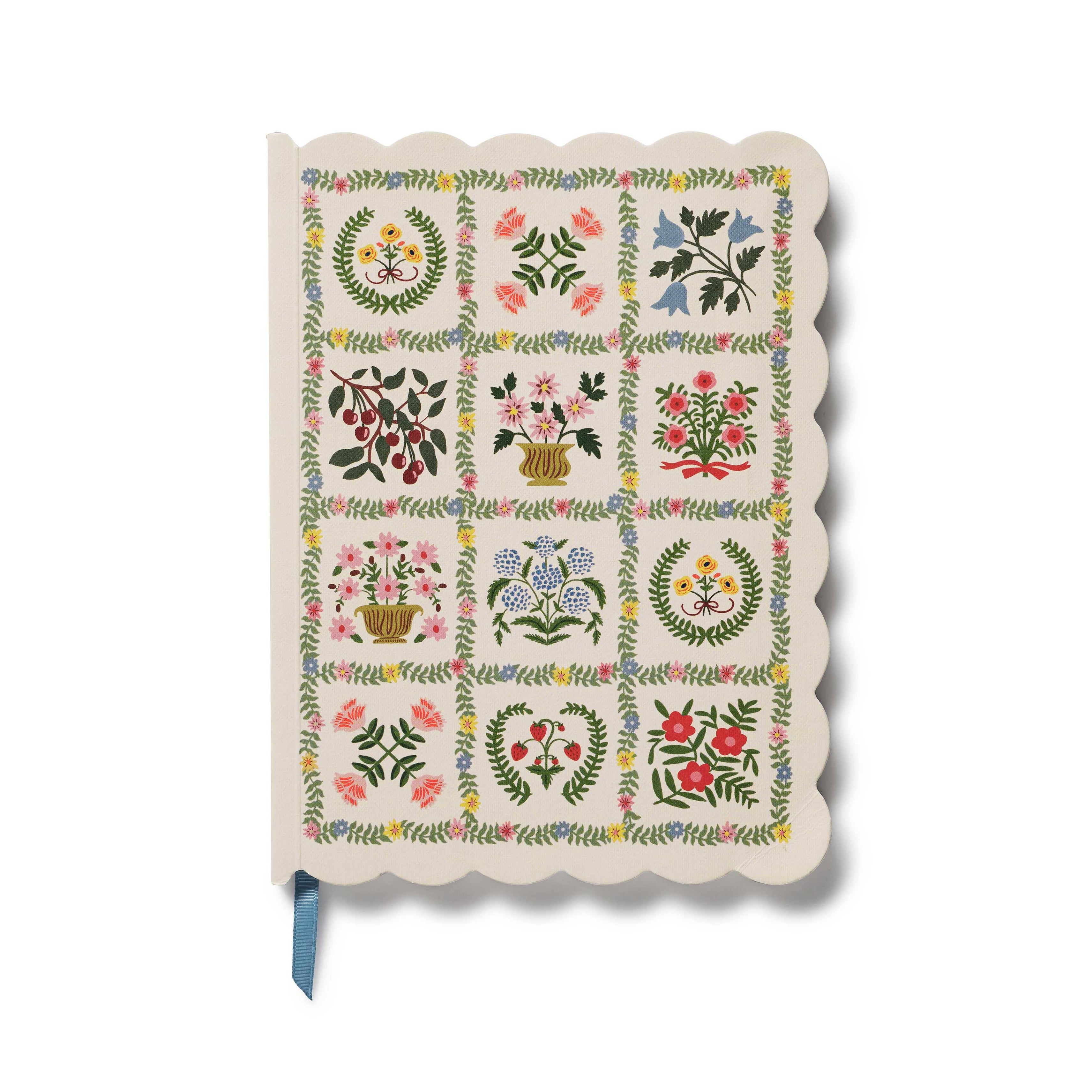 Notebook with floral and geometric pattern on a white background