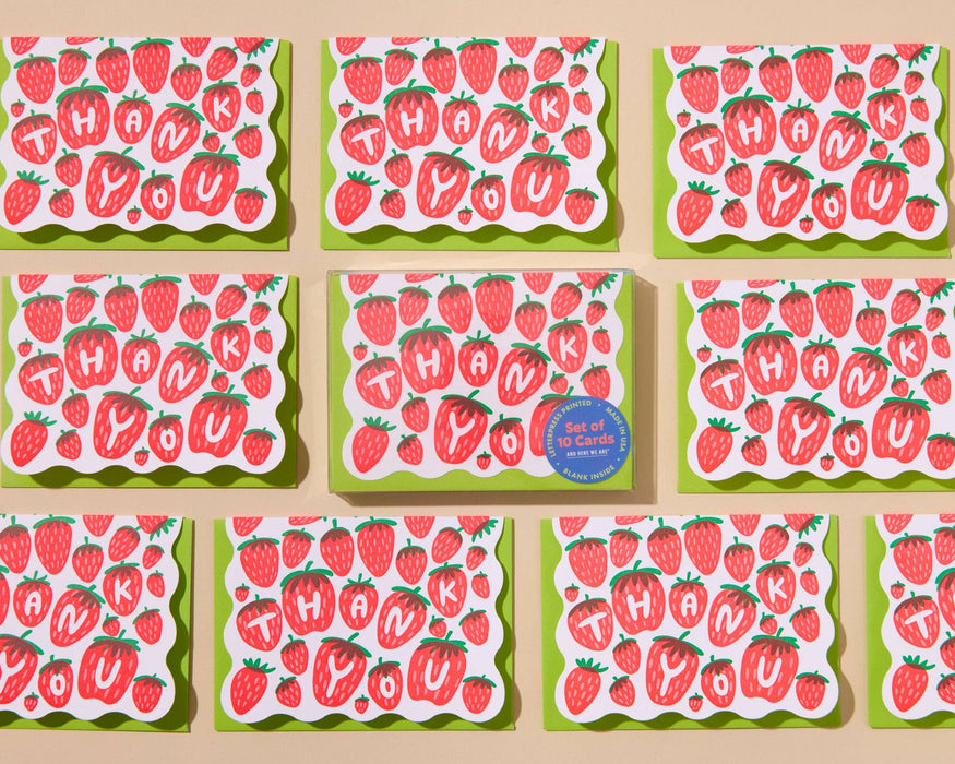 Strawberry Box Set Colorful Letterpress Thank You Notecards