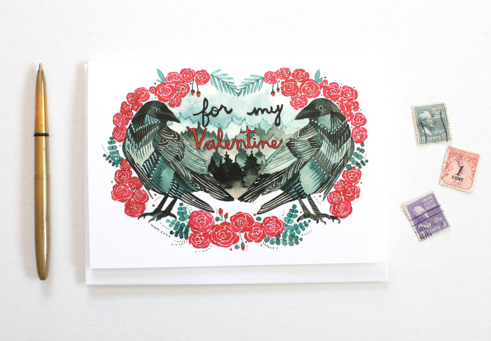Valentines' Day - Crow Valentine Card